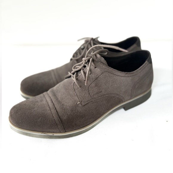 Geox Men's Taupe Suede Derby Shoes - Picture 1 of 8